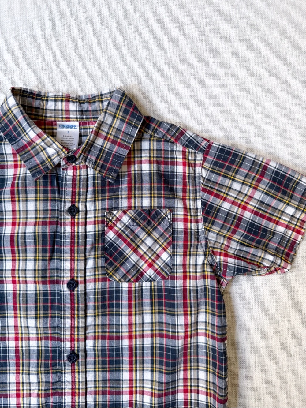 Vintage Y2K Gymboree Plaid Print Cotton Short Sleeve Button Shirt